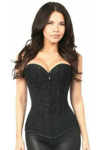 Lavish Black Lace Front Zipper Corset - Daisy Corsets