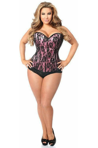 Lavish Pink Lace Front Zipper Corset - Daisy Corsets