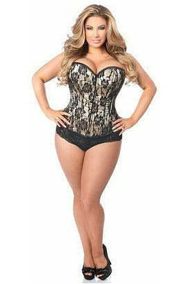 Lavish Tan Lace Front Zipper Corset - Daisy Corsets