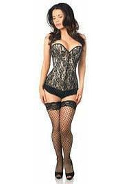 Lavish Tan Lace Front Zipper Corset - Daisy Corsets