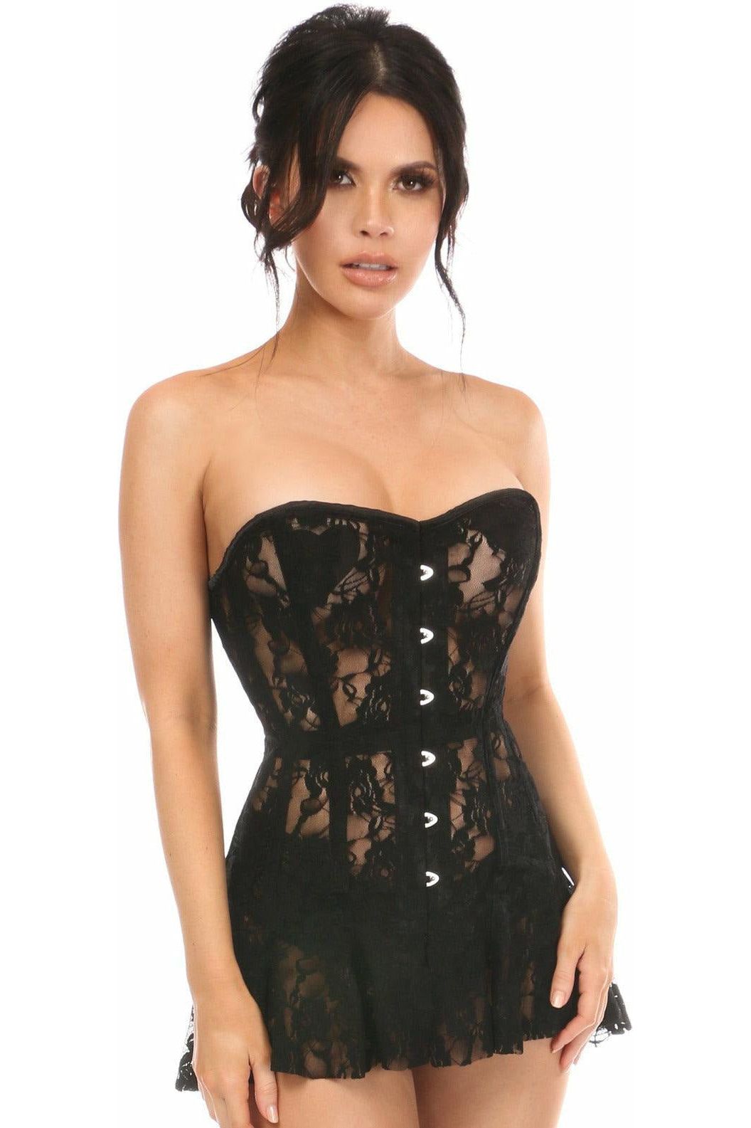 Daisy Corsets Lavish Black Sheer Lace Corset Dress Daisy Corsets USA