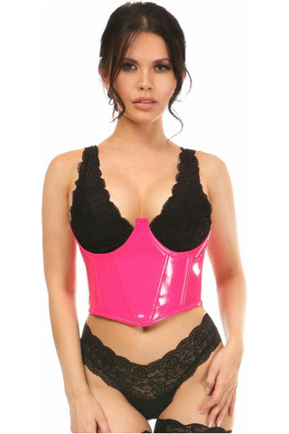 Lavish Neon Pink Patent Open Cup Underwire Waist Cincher - Daisy Corsets