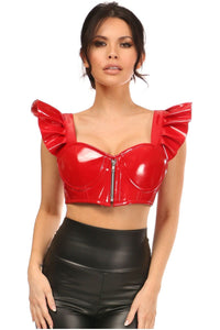 Lavish Red Patent Underwire Bustier Top w/Removable Ruffle Sleeves