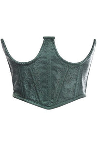 Lavish Dark Green Brocade Open Cup Waist Cincher