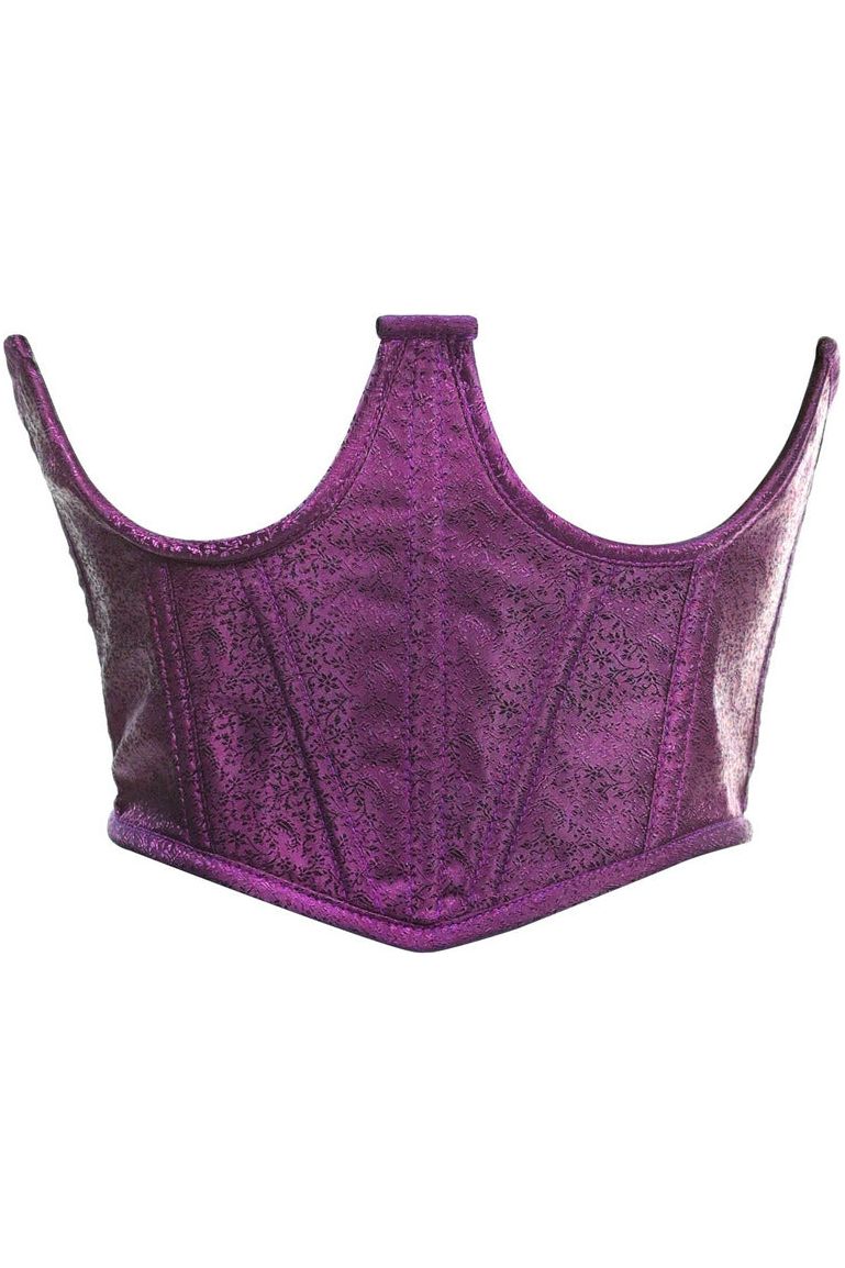 Lavish Plum Brocade Open Cup Waist Cincher