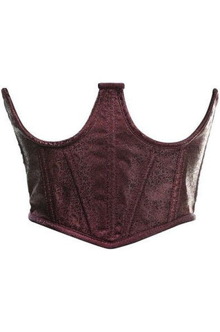 Lavish Dark Brown Brocade Open Cup Waist Cincher