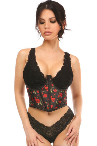 Lavish Red Roses Satin Open Cup Waist Cincher