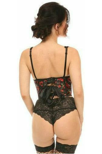 Lavish Red Roses Satin Open Cup Waist Cincher - Daisy Corsets