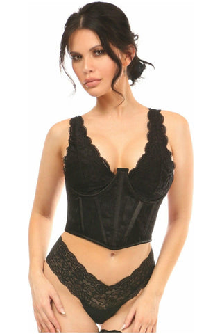 Lavish Black w/Black Lace Overlay Open Cup Waist Cincher - Daisy Corsets