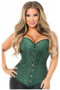 Lavish Dark Green Brocade Corset - Daisy Corsets