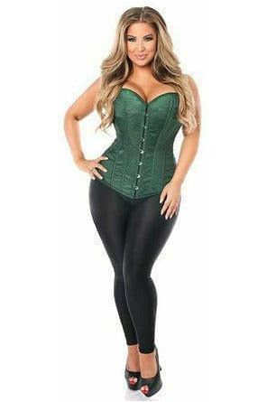 Lavish Dark Green Brocade Corset - Daisy Corsets