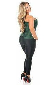 Lavish Dark Green Brocade Corset - Daisy Corsets