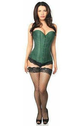 Lavish Dark Green Brocade Corset - Daisy Corsets