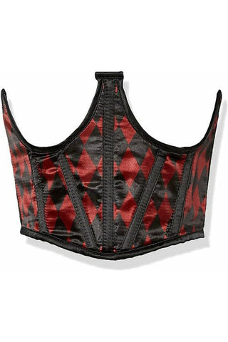 Lavish Black & Red Diamond Satin Open Cup Waist Cincher