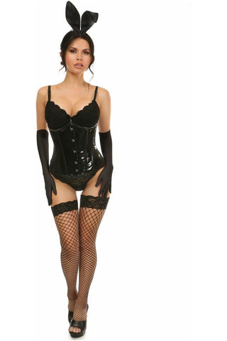 Lavish 4 PC Black Vinyl Bunny Corset Costume - Daisy Corsets