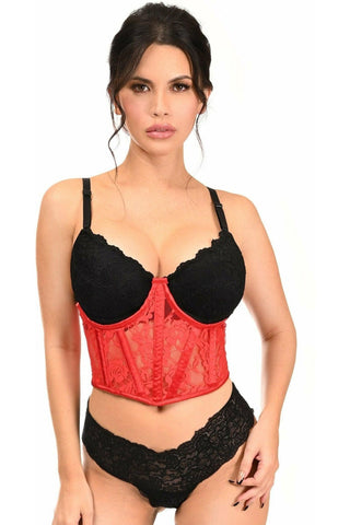 Lavish Red Sheer Lace Underwire Waist Cincher Corset - Daisy Corsets