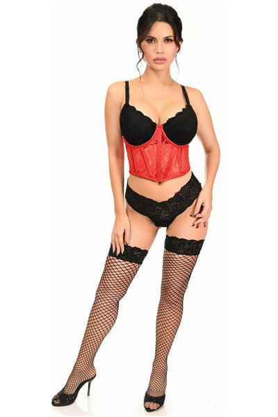 Lavish Red Sheer Lace Underwire Waist Cincher Corset - Daisy Corsets