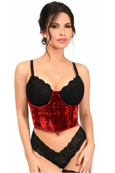 Lavish Red Velvet Underwire Waist Cincher Corset - Daisy Corsets