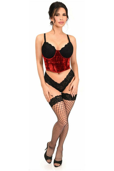 Lavish Red Velvet Underwire Waist Cincher Corset - Daisy Corsets