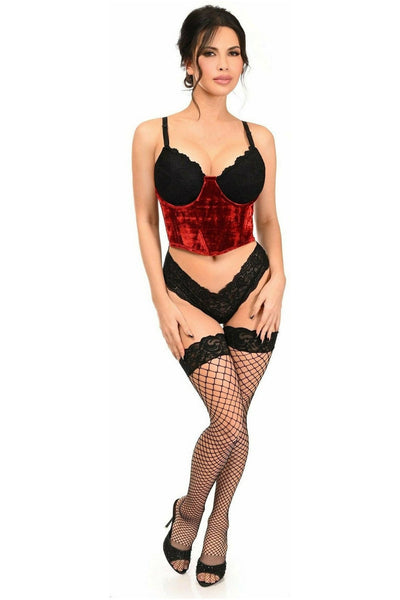 Lavish Red Velvet Underwire Waist Cincher Corset - Daisy Corsets