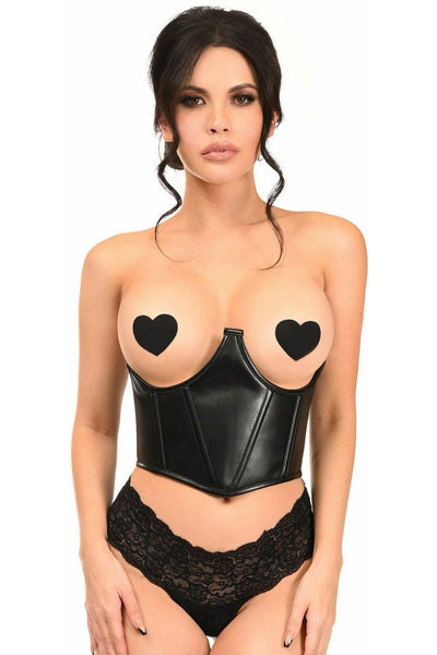 Lavish Black Faux Leather Underwire Cincher Corset - Daisy Corsets