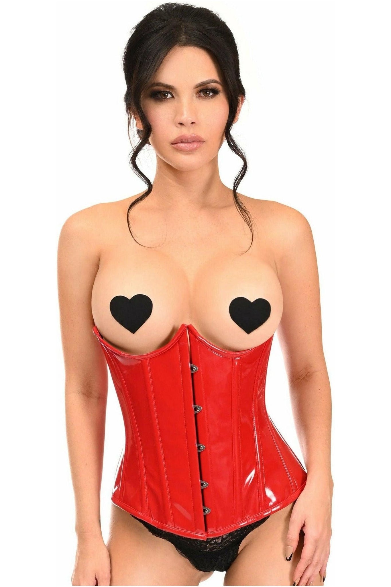 Lavish Red Patent PVC Underwire Underbust Corset - Daisy Corsets