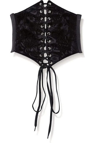 Lavish Black w/Black Lace Overlay Corset Belt Cincher