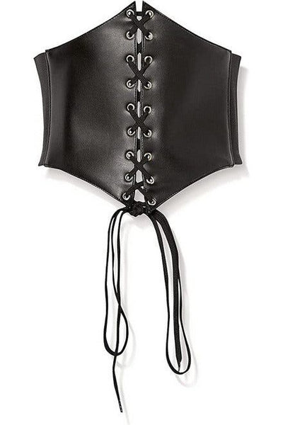 Lavish Black Faux Leather Corset Belt Cincher