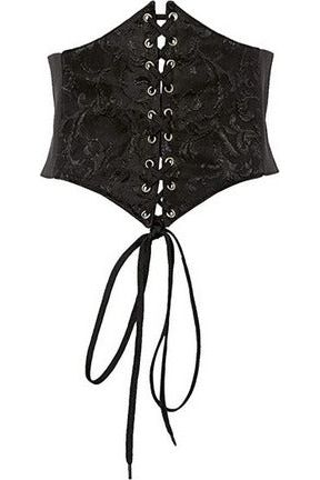 Lavish Black Brocade Corset Belt Cincher