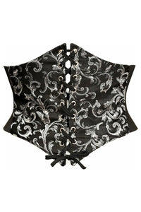 Lavish Black/Silver Brocade Corset Belt Cincher - Daisy Corsets