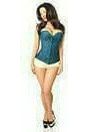 Lavish Dark Teal Lace Overbust Corset w/Zipper - Daisy Corsets