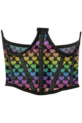 Lavish Rainbow Hearts Mesh Open Cup Waist Cincher - Daisy Corsets