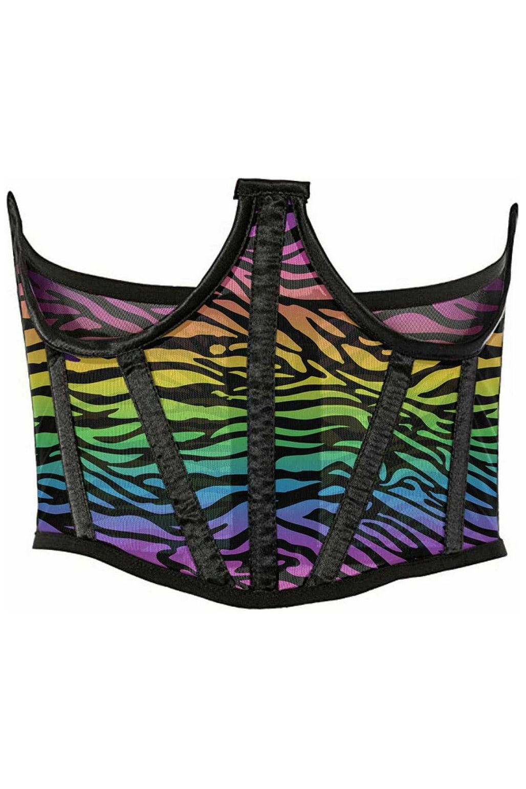 Lavish Rainbow Animal Print Mesh Open Cup Waist Cincher - Daisy Corsets