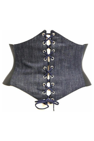 Lavish Blue Denim Corset Belt Cincher - Daisy Corsets