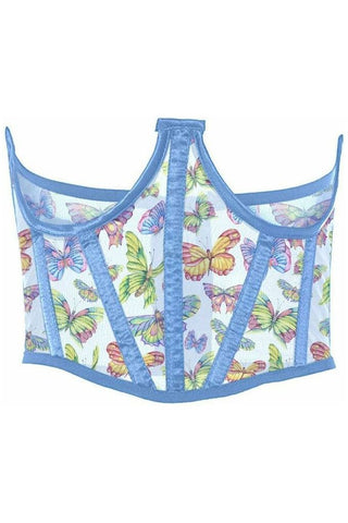 Lavish Butterfly Print Mesh Open Cup Waist Cincher - Daisy Corsets