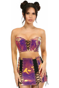 Lavish 2 PC Rainbow Gold Holo Bustier & Skirt Set