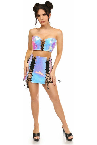 Lavish 2 PC Blue/Purple Holo Bustier & Skirt Set