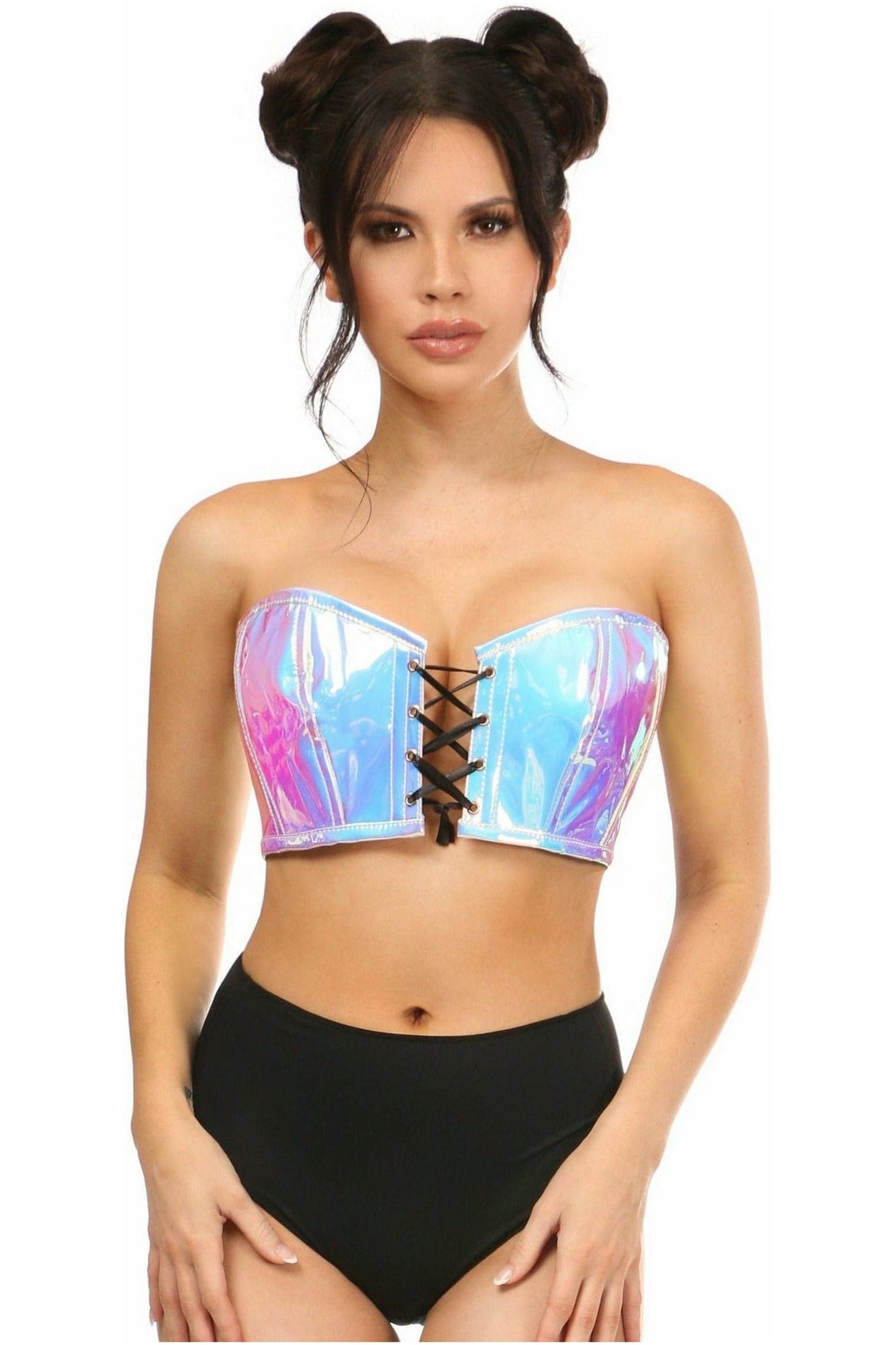 Lavish Blue/Purple Holo Lace-Up Bustier Top