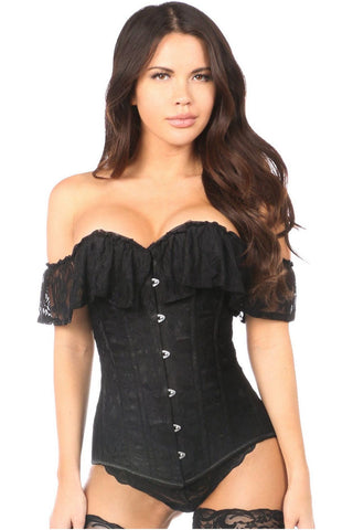 Lavish Black Lace Off-The-Shoulder Corset