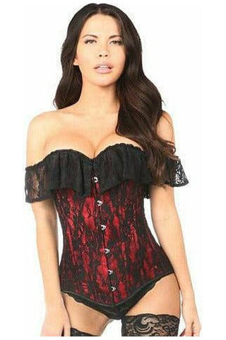 Lavish Red Lace Off-The-Shoulder Corset - Daisy Corsets