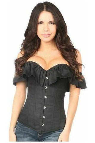 Lavish Black Cotton Off-The-Shoulder Corset - Daisy Corsets