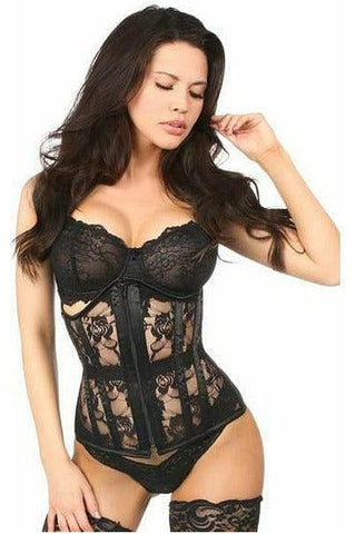 Lavish Black Sheer Lace Under Bust Corset - Daisy Corsets