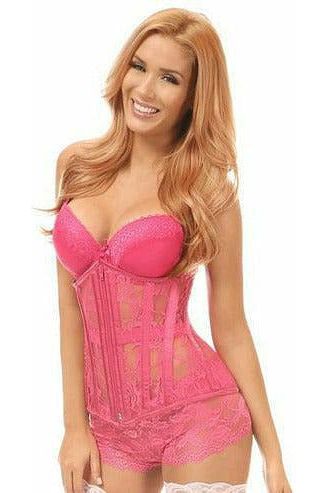 Lavish Fuchsia Sheer Lace Under Bust Corset - Daisy Corsets