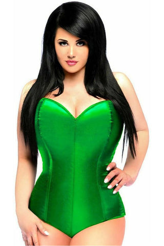 Lavish Green Satin Corset Romper - Daisy Corsets