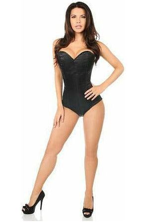 Lavish Black Satin Corset Romper - Daisy Corsets