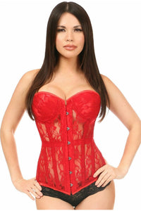 Lavish Red Sheer Lace Underwire Corset - Daisy Corsets