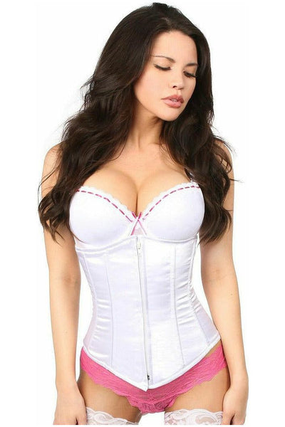 Lavish White Underbust Zipper Corset - Daisy Corsets