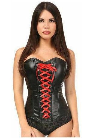 Lavish Wet Look Faux Leather Lace-Up Over Bust Corset - Daisy Corsets