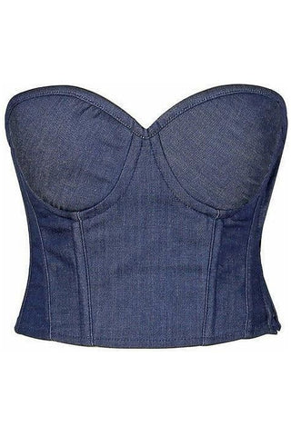 Lavish Blue Denim Underwire Bustier - Daisy Corsets