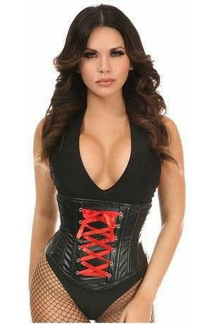 Lavish Wet Look Faux Leather Lace-Up Under Bust Corset - Daisy Corsets